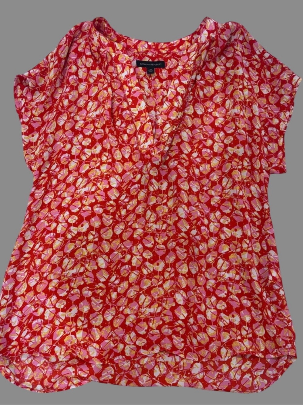 BR dolman cap sleeved multicolored lightweight abstract print top medium